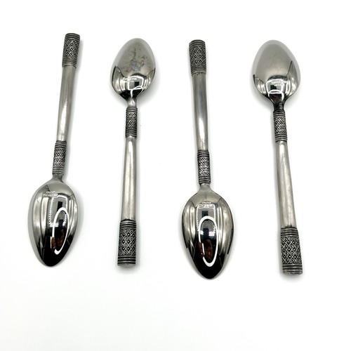 Insilco Mosaic Tea Spoon Lot (4) Stainless Steel Japan Vintage New Vtg - Picture 4 of 5
