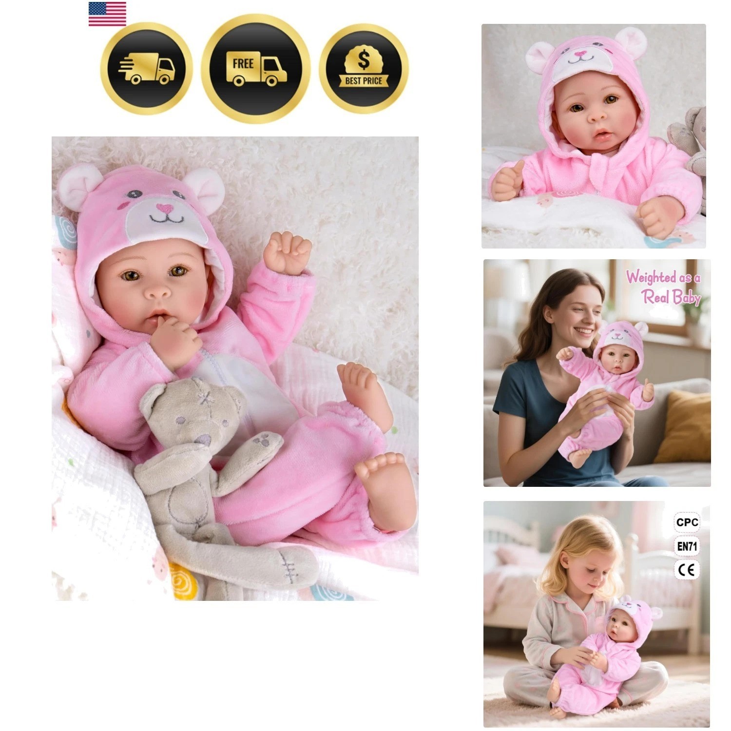 Realistic, 17-inch Lifelike Soft Body Baby Girl That Look Re
