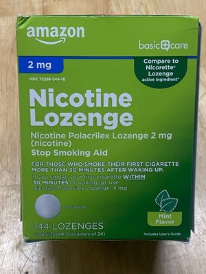 Amazon Basic Care Nicotine Polacrilex 144 Lozenge 2 mg Stop Smoking Aid Exp11/25
