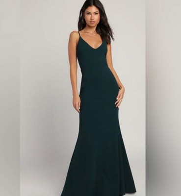 Lulus Women's Green V Neck Long Dress, Prom, Homecoming, Bridesmaid, XS 0 2