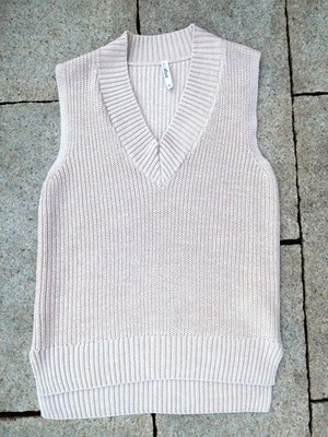 PAGEONE Pullunder Gr.XS, beige, sportlicher Rippenstrick, SPENDENAKTION!