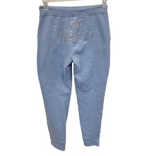Juicy Couture Baby Blue w/Rhinestone Logo Jogger Sweatpants Small Y2K Crown EUC