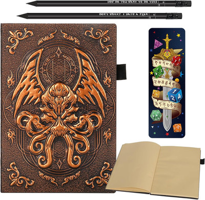 DND Campaign Journal with 3D Cthulhu Embossed Leather Cover - 192 Blank Pages A5