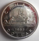 1963 CANADA DOLLAR - AU/UNC - Excellent Silver Crown Coin - Lot #M31