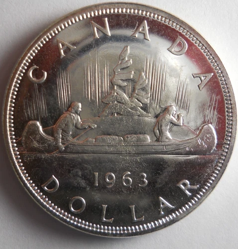 1963 CANADA DOLLAR - AU/UNC - Excellent Silver Crown Coin - Lot #M31
