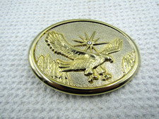 Vintage Gold Tone High ReliefFlying Eagle w/Sunburst Oval Belt Buckle Western