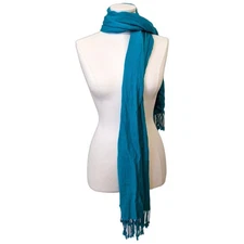 Womens Turquoise Blue Wrap Scarf Fringe Soft Rayon Colourful Fall Shawl