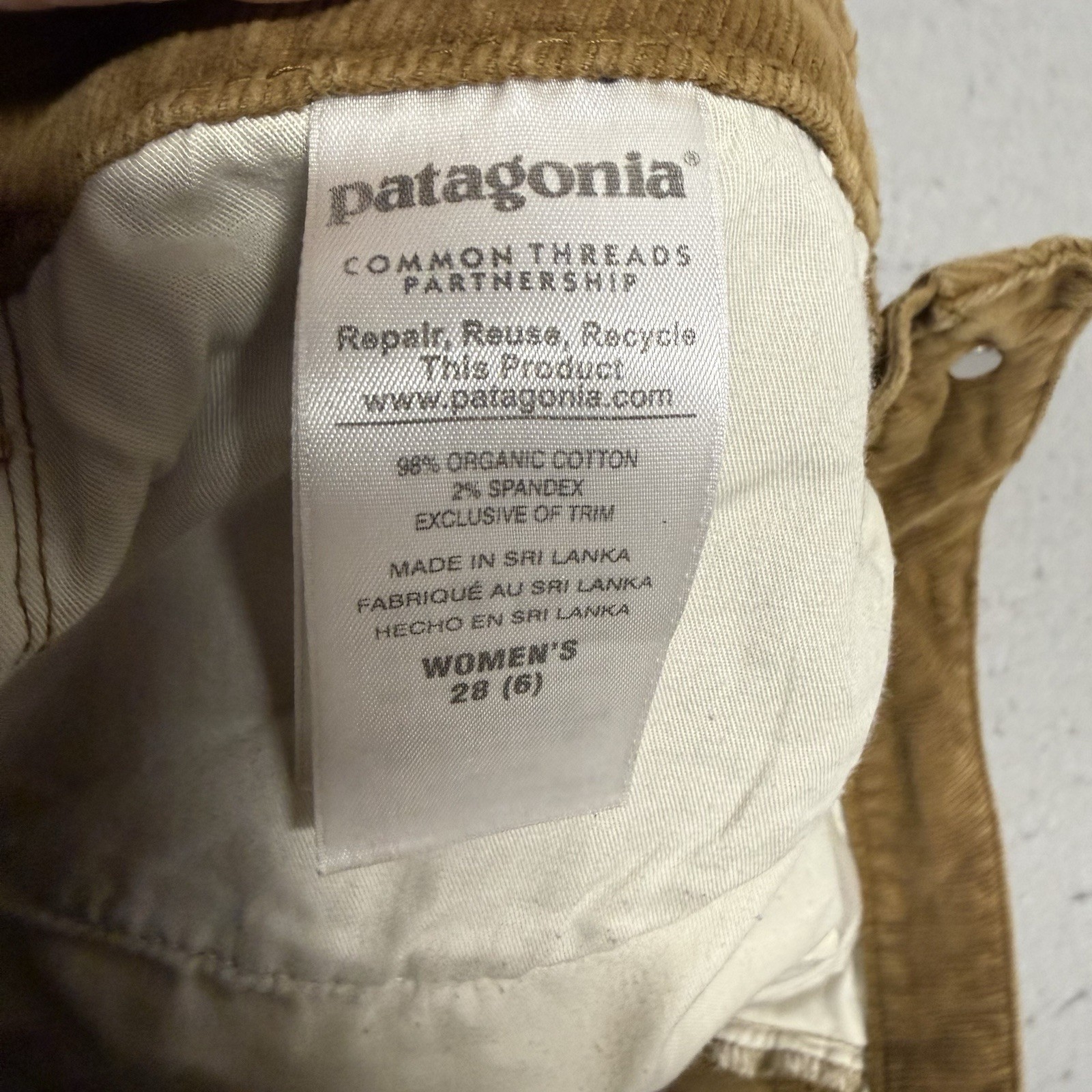 Patagonia Womens Organic Cotton Corduroy Pants Size 28 Tan Straight Leg thumbnail 8