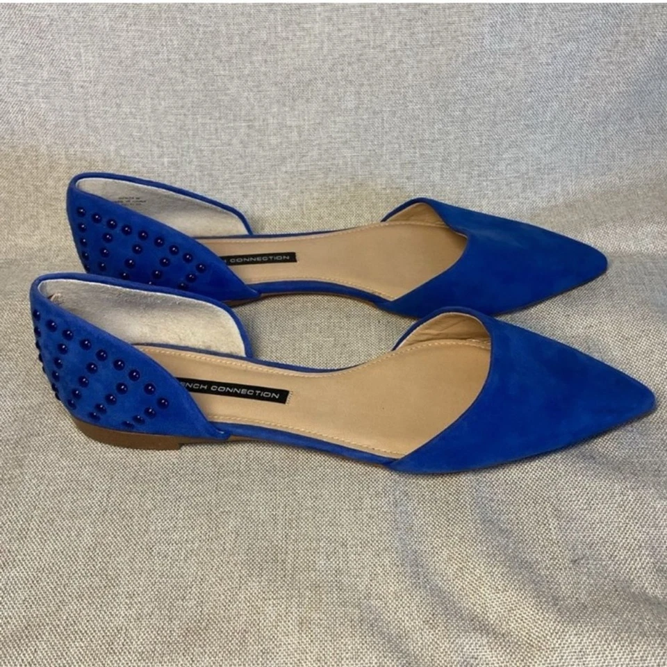French Connection Azul Mujer Gamuza Br Pisos. Puntera puntiaguda talla 11. Nuevo. Foto 3 de 4