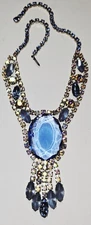 VINTAGE D&E JULIANA BLUE RHINESTONE NECKLACE