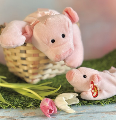   Oink & Squealer Piggy Pair   Ty Beanie Baby & Pillow Pal Pig Easter Lot