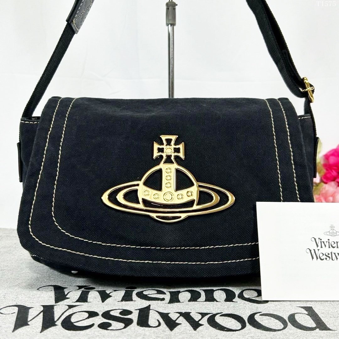 Vivienne Westwood ショルダーバッグ Vivienne Westwood EDGWARE Canvas shoulder bag Crossbody Black F/S