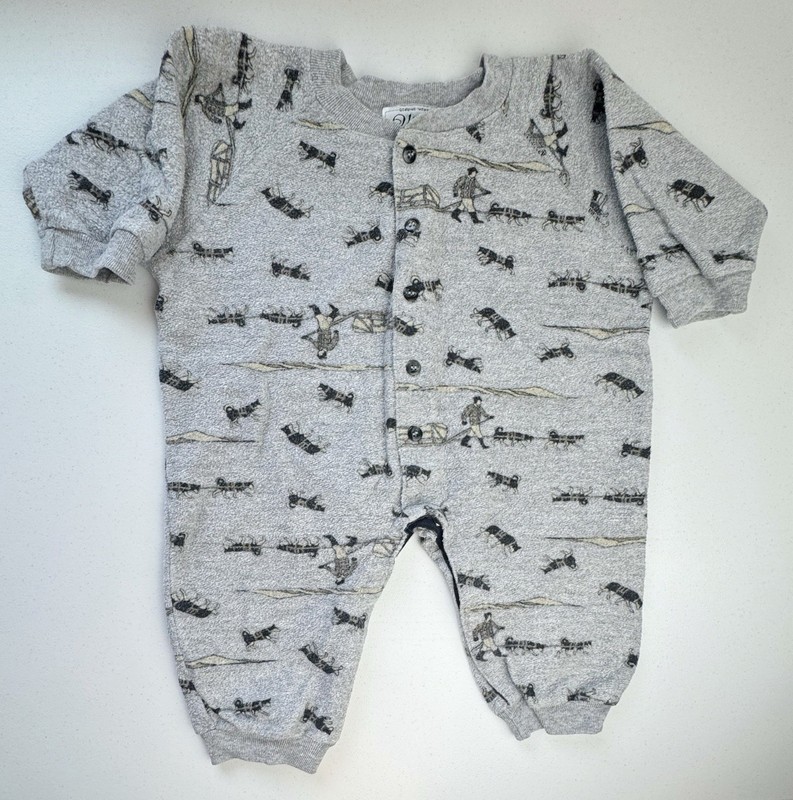 Viaggi Vintage Dog Sled Patterned One Piece 18 Months