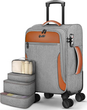 Equipaje de Mano 22X14X9 Aprobado por Aerolínea, Maleta Lado Suave de 20 Pulgadas con 4 Piezas,