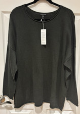 NWT Eileen Fisher Seaweed Peruvian Cotton Tencel Jewel Neck Pullover Sweater 1X