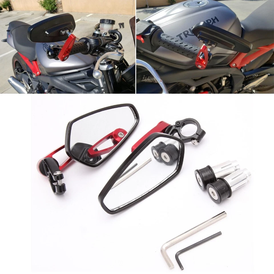 Motorcycle 7/8" Handle Bar End Mirrors For Triumph Tiger 1050 800 /Thruxton 1200 Foto 2 de 4