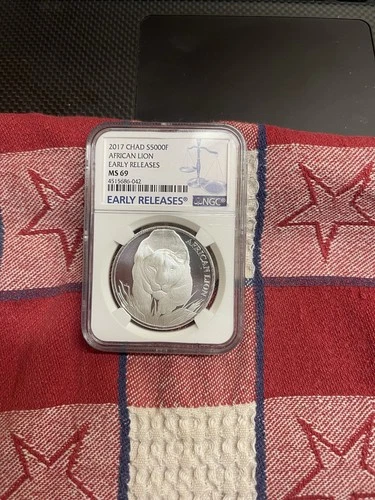 2017 CHAD 1oz SILVER AFRICAN LION WITH NGC MS 69