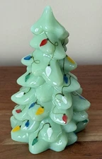 Mosser Glass USA Christmas Tree JADE w/ LIGHTS - 5.5" tall Holiday Hand Painted