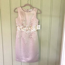 Stunning NWT Calvin Klein Sequin Accented Dress in a creamy light tan color-sz 4