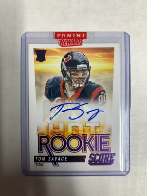 Tom Savage 2014 Panini Score Hot Rookie Autograph /25 Purple Foil Houston Texans