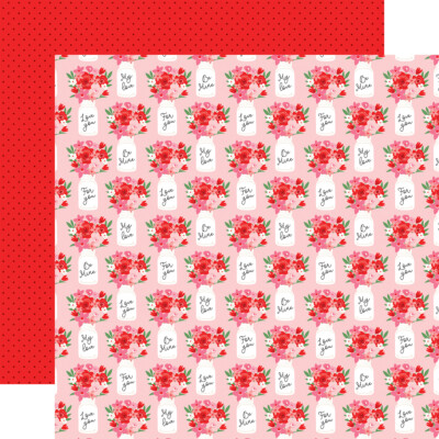 2 Sheets of Echo Park Paper CUPID & CO. 12x12 Cardstock - Be Mine Bouquets