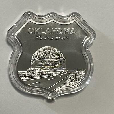 Oklahoma Round Barn Rare Route 66 Shaped Coin 1 Troy Oz .999 Fine