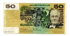 1979 Australia $50 Fifty 50 Dollars Banknote Knight Stone YEB 887854