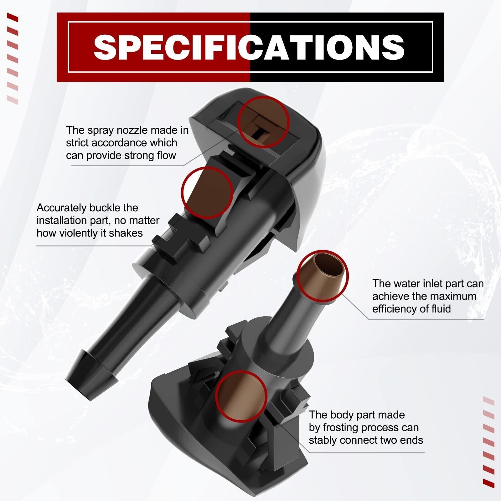 2pcs Front Hood Windshield Washer Wiper Nozzle Sprayer Arm Jet For Jeep ...