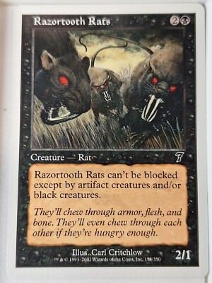 Razortooth Rats - 7th Edition Core Set - Magic the Gathering MTG Nice!