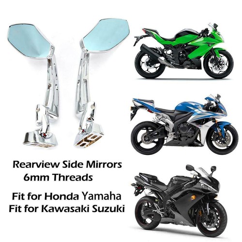 Chrome Motorcycle Street Bike Sport Rearview Mirrors For Kawasaki ZX14