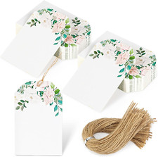80PCS Blank Gift Tags with String, 2 X 3 Inch Floral Style Paper Gift Tags for B