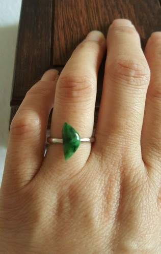 Genuine Nice Green 1.75ct Jadeite Jade(Type A) 925 Silver Ring SIZE Adjustable - Picture 5 of 12