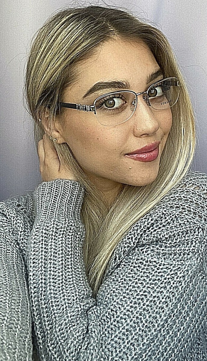 New Versace Mod. 3012-B Silver 52mm Semi-Rimless Women's