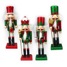 10" Nutcracker Christmas Decoration Set of 4 - King, Soldier  Drummer Styles