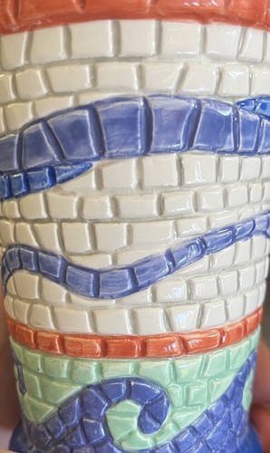 Vintage Wamsutta Cancun Mosaic Bathroom Vanity Ceramic Tumbler 4” - Picture 4 of 11