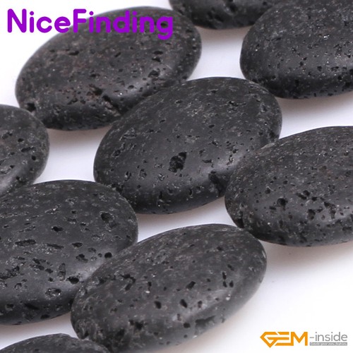 "Moneda Cuentas de Piedra de Roca de Lava Negra Natural para Joyería Piedra Preciosa Hebra 15" - Imagen 24 de 45
