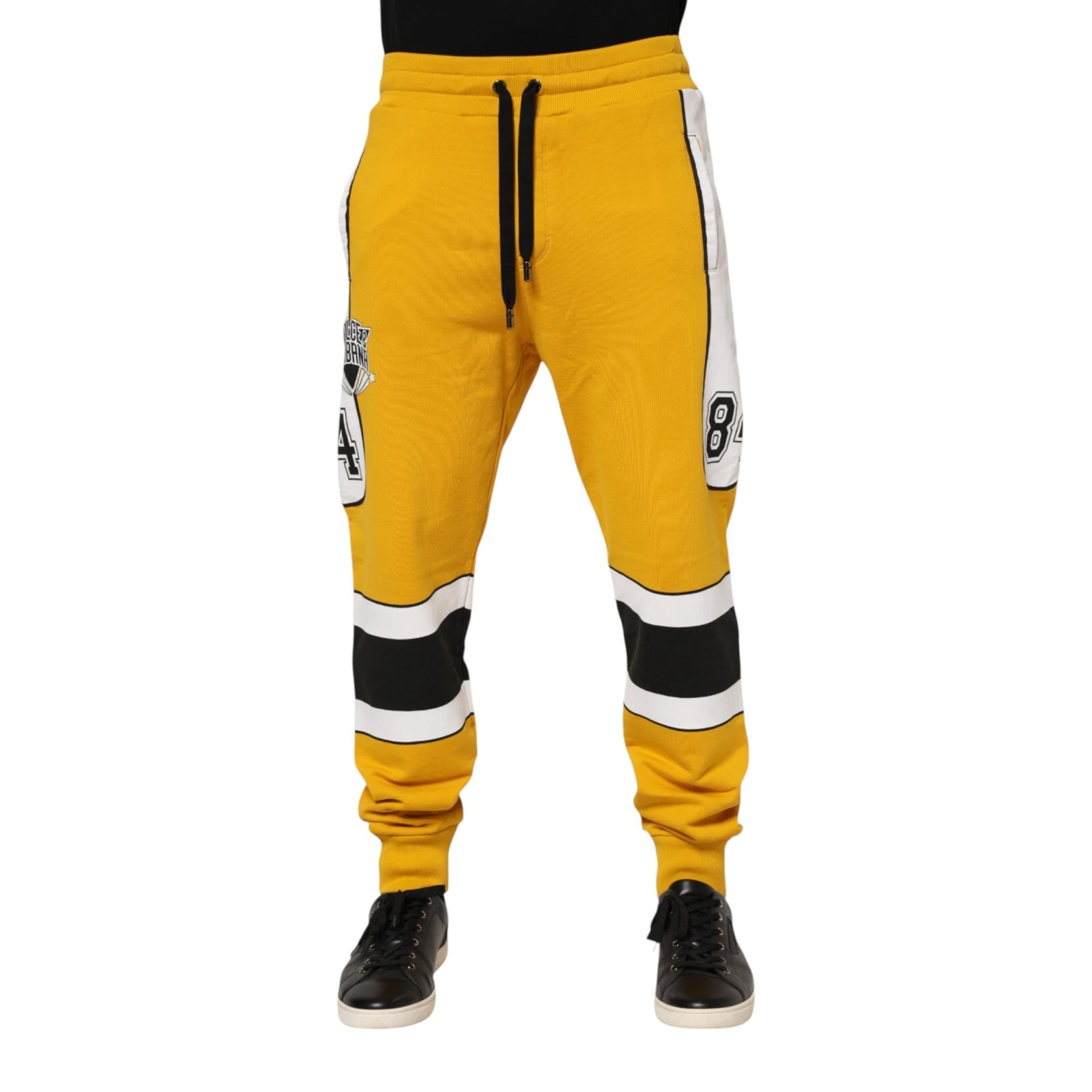 DOLCE & GABBANA Pants Yellow Cotton Drawstring Jogger Trouser IT46/W32/S 1050usd