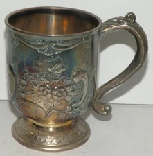 Corbel and Company C&CO Silverplate Mug Cup Floral Art Deco 3.5"