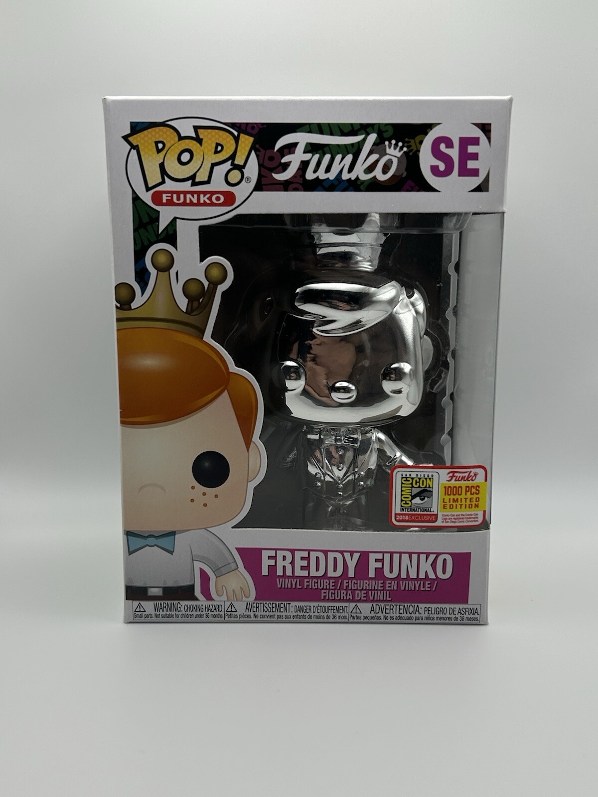 Funko Pop! Freddy Funko Chrome (Silver) SE 2018 SDCC FunDays LE 1000 + Protector