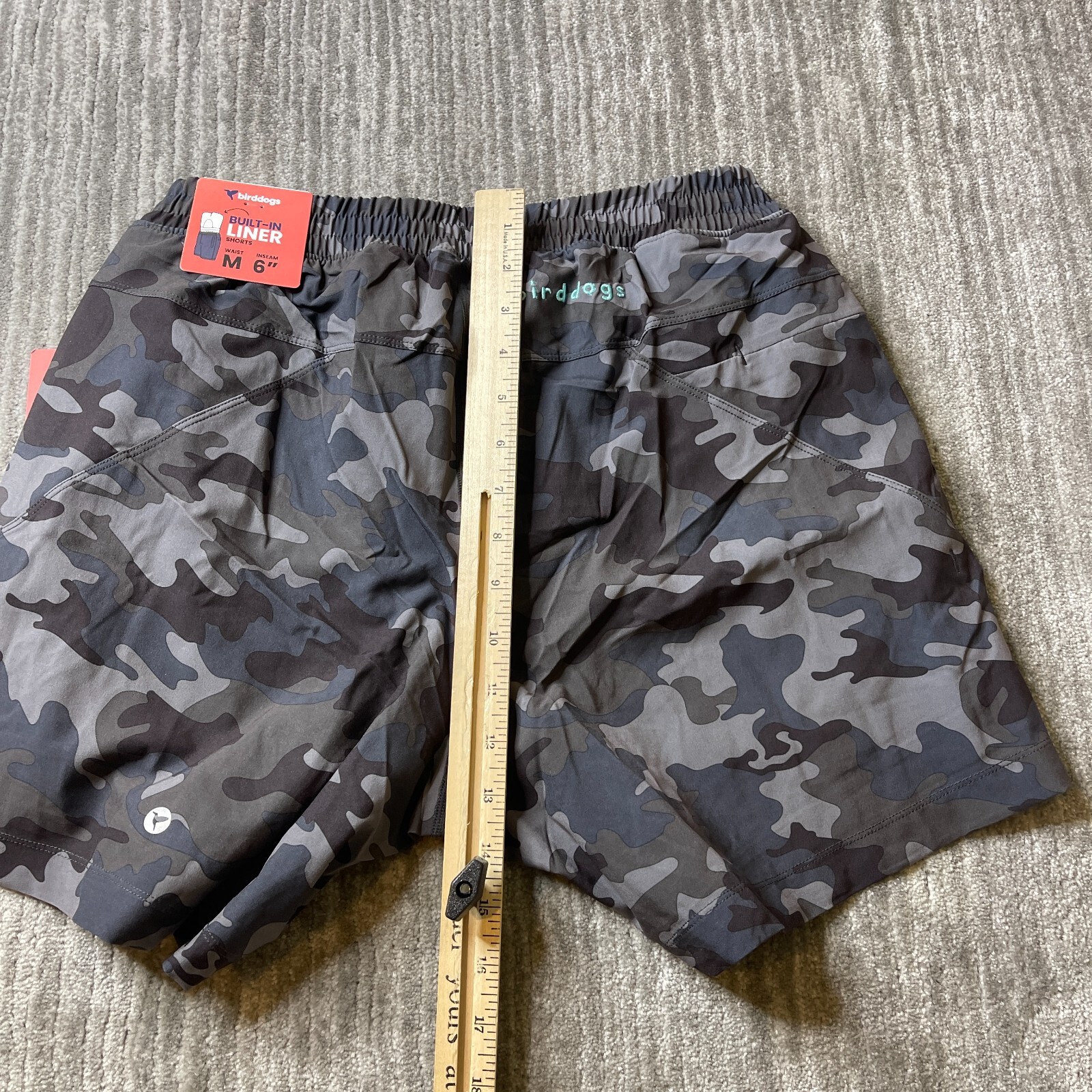 Birddogs Shorts Mens Medium Lined Boom For Your Boomstick Gray Camouflage 6”