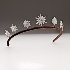 Diadème couronne de mariage or blanc massif 14 carats diamant rond naturel 4,19 carats