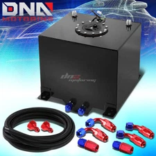 5 GALLON BLACK ALUMINUM FUEL CELL GAS TANK+CAP+LEVEL SENDER+NYLON OIL FEED KIT
