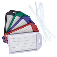 25 Pack - Heavy Duty Rigid Airline Luggage ID Bag Tag Holders with Plastic Loops