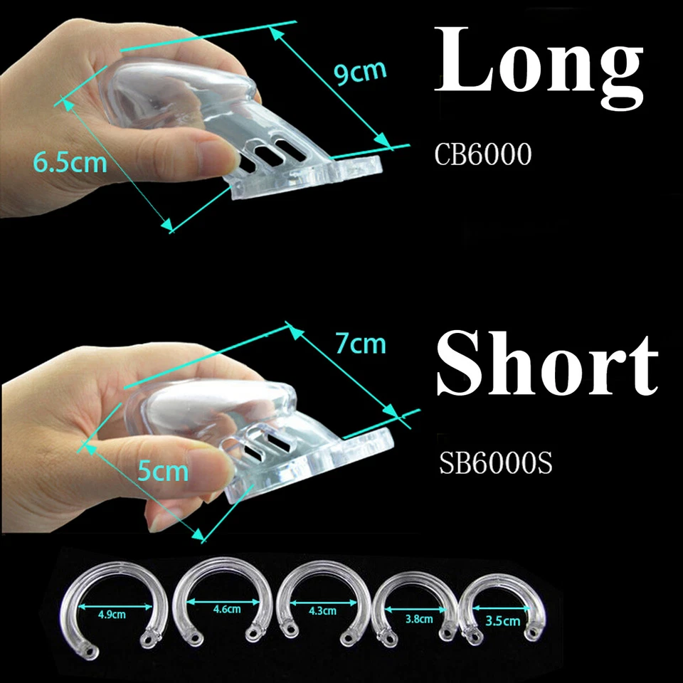 Cage de Chasteté Cage à Pénis Plastique Avec 5 Anneaux Mâle Chasteté Dispositif - Photo 2/4