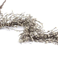 54" Long Platinum Glittered Star and Pip Berry Garland