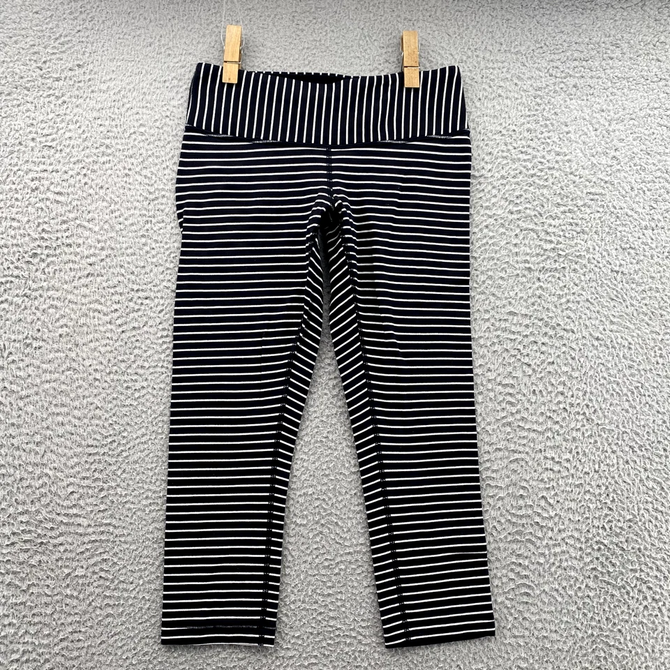 Lululemon Leggings Adult 6 Black White Crop Striped Pilates Stretch Yoga Women's - Image 2 of 4
