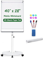 Portable Magnetic Dry Erase Board with Stand, 40x28 Inches, White