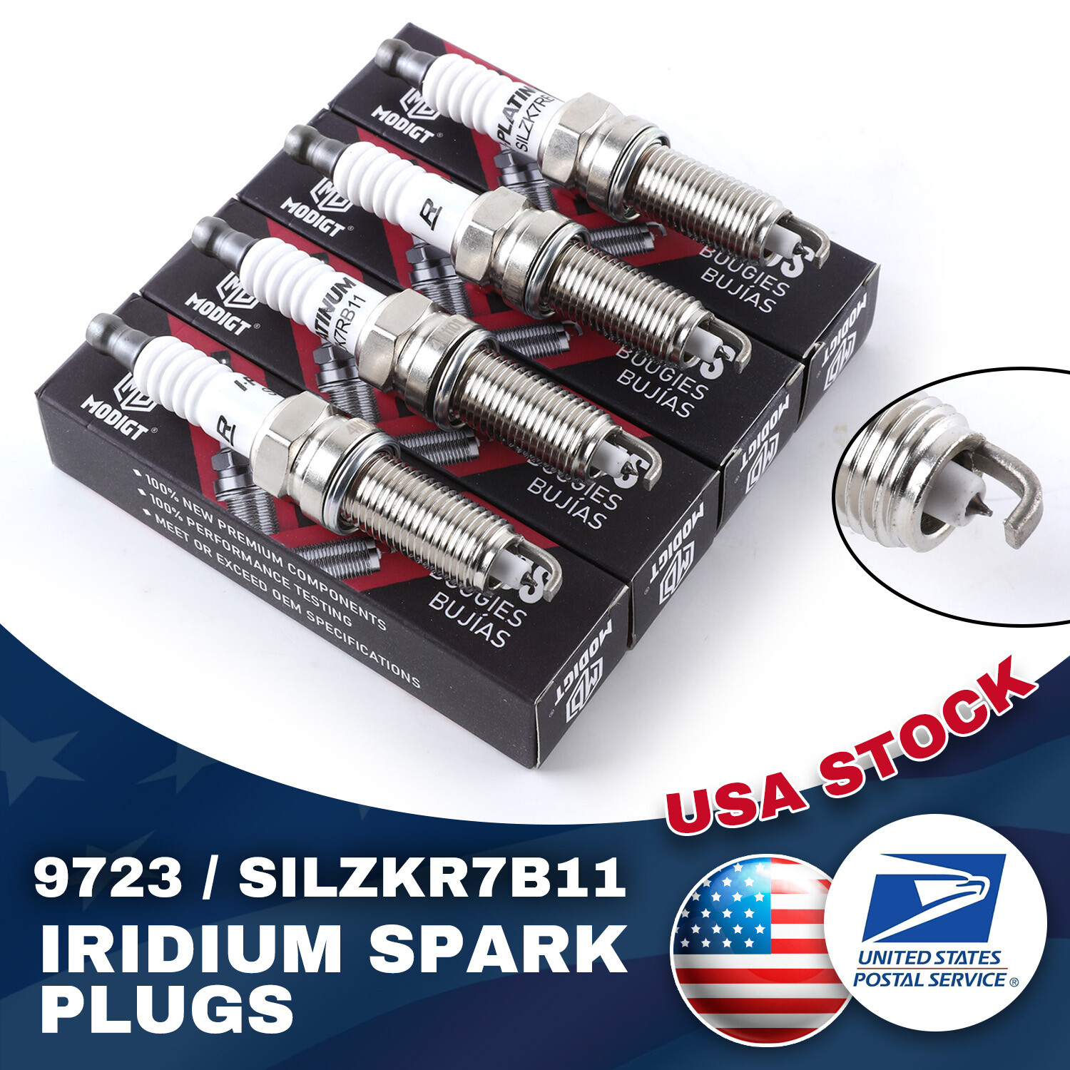 4Pcs For NGK SILZKR7B11/ 9723 High Performance Spark Plug For Hyundai  Acura