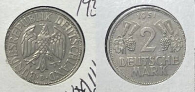 1951-D Germany 2 Marks,scarce #2