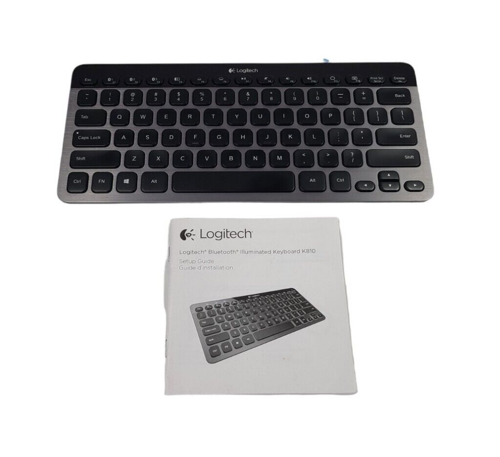Observation uanset Nautisk Logitech K810 Bluetooth Wireless Illuminated Slim Keyboard Compact  Black/Silver | eBay